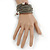 Multistrand Metallic Grey Glass Bead Wrap Flex Bracelet - 19cm L - view 2
