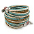 Multistrand White/ Bronze/ Light Blue Glass Bead Wrap Flex Bracelet - 19cm L - view 2