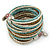Multistrand White/ Bronze/ Light Blue Glass Bead Wrap Flex Bracelet - 19cm L - view 7