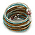 Multistrand White/ Bronze/ Light Blue Glass Bead Wrap Flex Bracelet - 19cm L - view 6