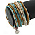 Multistrand White/ Bronze/ Light Blue Glass Bead Wrap Flex Bracelet - 19cm L - view 4