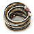 Multistrand White/ Bronze/ Hematite Glass Bead Wrap Flex Bracelet - 19cm L - view 7