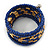 Blue Glass/ Gold Acrylic Bead Coiled Bracelet - Adjustable - view 8