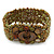 Olive/ Bronze Glass Bead Flex Bracelet with Shells - up 20cm L - view 7