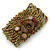 Olive/ Bronze Glass Bead Flex Bracelet with Shells - up 20cm L - view 5