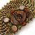 Olive/ Bronze Glass Bead Flex Bracelet with Shells - up 20cm L - view 3