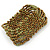 Olive/ Bronze Glass Bead Flex Bracelet with Shells - up 20cm L - view 6