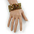 Olive/ Bronze Glass Bead Flex Bracelet with Shells - up 20cm L - view 2