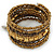 Gold/ Bronze/ Brown Glass and Acrylic Bead Coiled Flex Bracelet - Adjustable - view 7