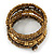 Gold/ Bronze/ Brown Glass and Acrylic Bead Coiled Flex Bracelet - Adjustable - view 8