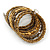 Gold/ Bronze/ Brown Glass and Acrylic Bead Coiled Flex Bracelet - Adjustable - view 9
