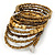 Gold/ Bronze/ Brown Glass and Acrylic Bead Coiled Flex Bracelet - Adjustable - view 6
