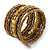 Gold/ Bronze/ Brown Glass and Acrylic Bead Coiled Flex Bracelet - Adjustable - view 2