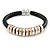 Black Leather with Silver/ Gold /Rose Gold Metal Rings Magnetic Bracelet - 19cm L - view 6