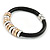 Black Leather with Silver/ Gold /Rose Gold Metal Rings Magnetic Bracelet - 19cm L - view 5