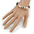 Black Leather with Silver/ Gold /Rose Gold Metal Rings Magnetic Bracelet - 19cm L - view 2
