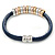 Dark Blue Leather with Silver/ Gold /Rose Gold Metal Rings Magnetic Bracelet - 19cm L - view 7