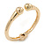 Gold Plated Double Ball Hinged Bangle Bracelet - 19cm L - view 2