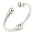 Silver Plated Double Ball Hinged Bangle Bracelet - 19cm L - view 3