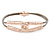 Hammered Double Loop with Beige Leather Cords Magnetic Bracelet In Rose Gold Tone - 20cm L - view 6