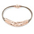 Hammered Double Loop with Beige Leather Cords Magnetic Bracelet In Rose Gold Tone - 20cm L - view 7