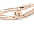 Hammered Double Loop with Beige Leather Cords Magnetic Bracelet In Rose Gold Tone - 20cm L - view 3