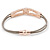 Hammered Double Loop with Beige Leather Cords Magnetic Bracelet In Rose Gold Tone - 20cm L - view 4