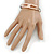 Hammered Double Loop with Beige Leather Cords Magnetic Bracelet In Rose Gold Tone - 20cm L - view 2
