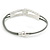 Hammered Double Loop with Light Grey Leather Cords Magnetic Bracelet In Light Silver Tone - 20cm L - view 3