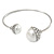 Crystal Double Pearl Bead Bar Slip On Bracelet In Silver Tone - Adjustable - view 7