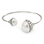 Crystal Double Pearl Bead Bar Slip On Bracelet In Silver Tone - Adjustable - view 8