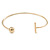 Gold Plated Bar and Ball Slim Cuff Bangle Bracelet - 19cm L - Adjustable - view 5