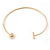 Gold Plated Bar and Ball Slim Cuff Bangle Bracelet - 19cm L - Adjustable - view 6