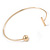 Gold Plated Bar and Ball Slim Cuff Bangle Bracelet - 19cm L - Adjustable - view 3