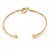Open Heart Textured Slim Gold Plated Cuff Bracelet - Adjustable - view 5