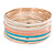 Set Of 11 White/ Pink/ Teal/ Gold Enamel Round Slip-On Bangle In Gold Plating - 19cm L - view 2