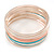 Set Of 11 White/ Pink/ Teal/ Gold Enamel Round Slip-On Bangle In Gold Plating - 19cm L - view 6