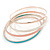 Set Of 11 White/ Pink/ Teal/ Gold Enamel Round Slip-On Bangle In Gold Plating - 19cm L - view 5
