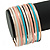 Set Of 11 White/ Pink/ Teal/ Gold Enamel Round Slip-On Bangle In Gold Plating - 19cm L - view 3