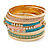 Indian Style Clear Crystal Textured Pastel Enamel Bangle Set of 9 In Gold Tone - 19cm L - view 4