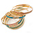 Indian Style Clear Crystal Textured Pastel Enamel Bangle Set of 9 In Gold Tone - 19cm L - view 6