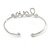 Delicate Clear Crystal 'Love' Cuff Bangle Bracelet In Silver Tone - 19cm Adjustable - view 7