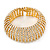 Statement 9 Row Clear Austrian Crystal Domed Bracelet with Tongue Clasp In Gold Plating - 20cm L - view 7