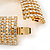 Statement 9 Row Clear Austrian Crystal Domed Bracelet with Tongue Clasp In Gold Plating - 20cm L - view 6