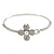 Delicate Clear Crystal, Pearl Flower Thin Bangle Bracelet In Silver Tone - 19cm - view 5