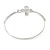 Delicate Clear Crystal, Pearl Flower Thin Bangle Bracelet In Silver Tone - 19cm - view 4