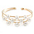 Delicate 3 Bar Cluster White Faux Pearl Cuff Bracelet In Gold Tone - 19cm L - Adjustable - view 5
