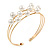 Delicate 3 Bar Cluster White Faux Pearl Cuff Bracelet In Gold Tone - 19cm L - Adjustable