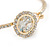 Delicate Clear Crystal, CZ Round Cut Stone Thin Bangle Bracelet In Gold Tone - 19cm - view 4