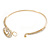 Delicate Clear Crystal, CZ Round Cut Stone Thin Bangle Bracelet In Gold Tone - 19cm - view 5